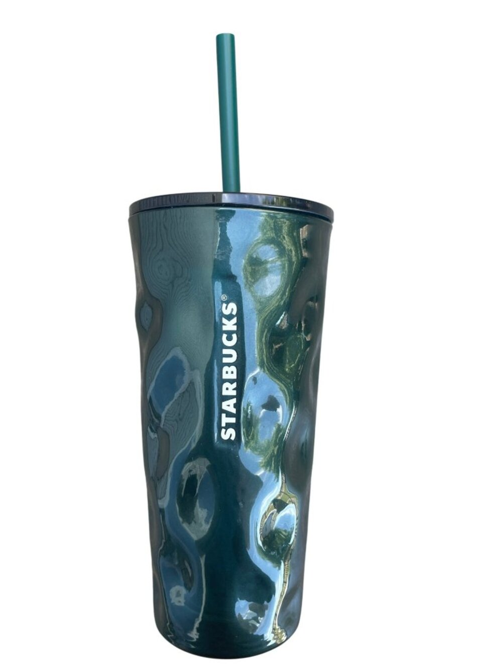 Starbucks Green Textured Tumbler With Straw 18 Oz Glass Limited Edition USA NEW - Picture 1 of 6